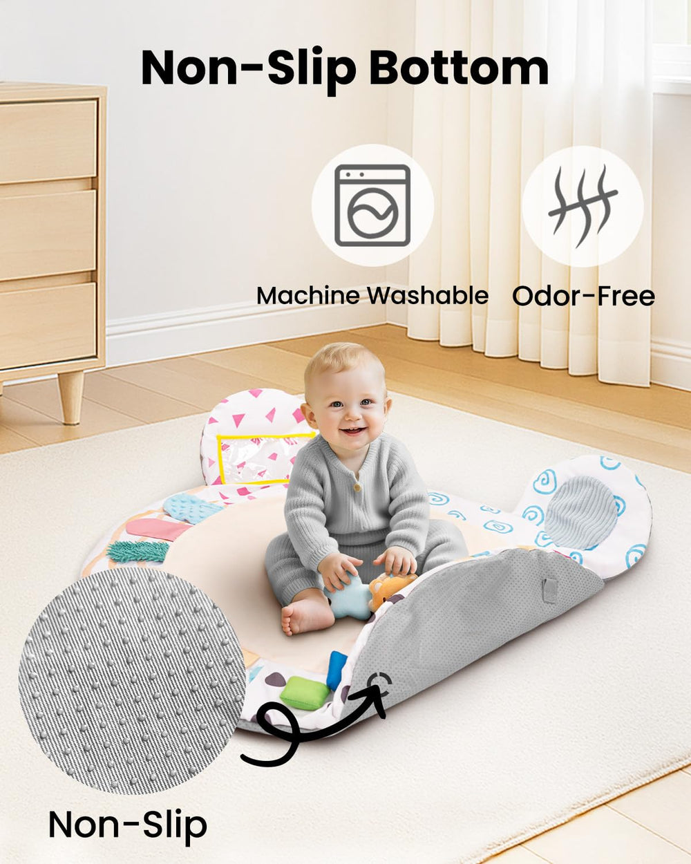 Beavtaens oversized non-slip mat providing a roomy, secure play space