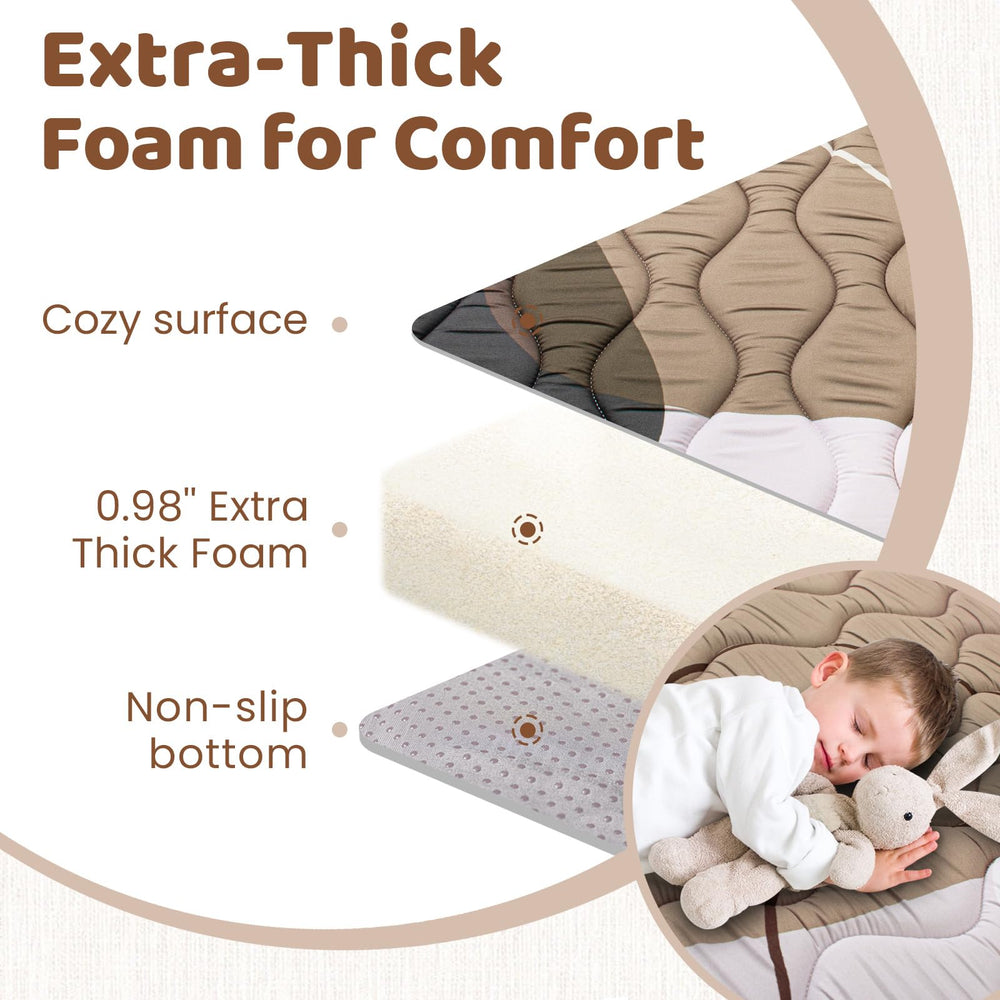 Beavtaens Baby Play Mat 50x50 fits neatly inside a playpen for safety.