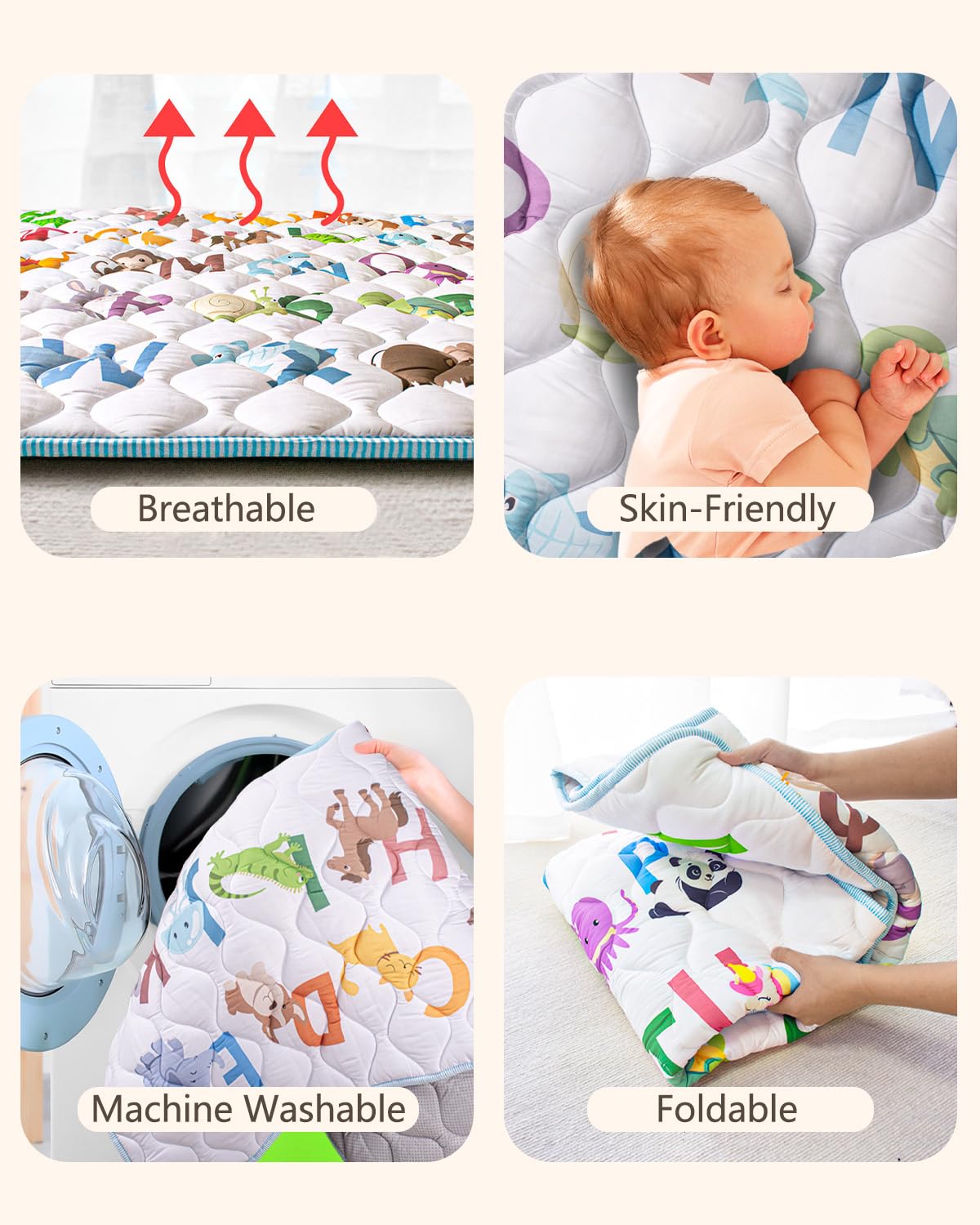 Beavtaens play mat features animal alphabets pattern for learning.