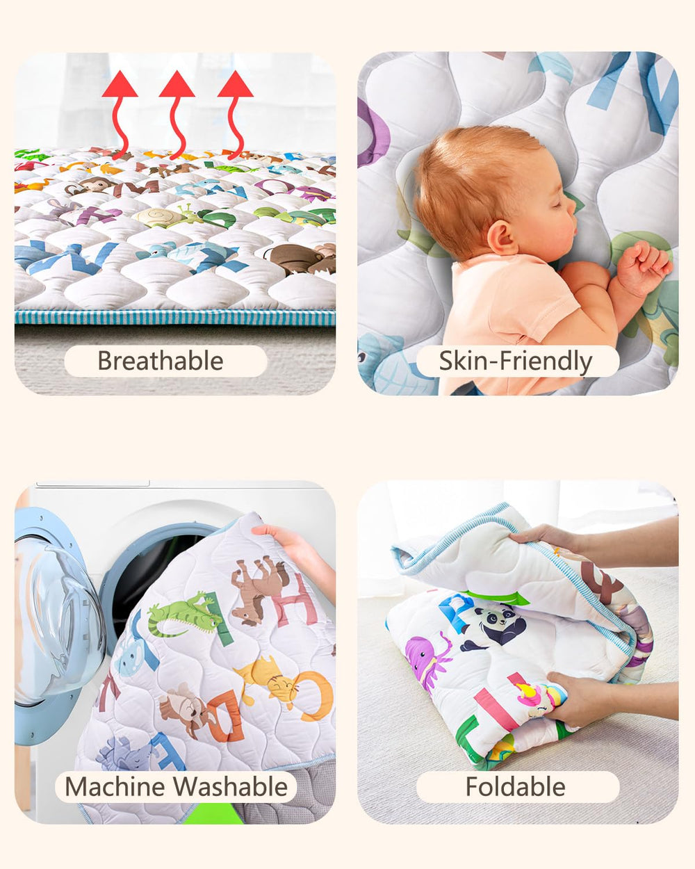 Beavtaens play mat features animal alphabets pattern for learning.