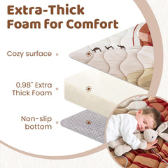 Beavtaens Baby Play Mat Desert folded for easy storage and space saving.
