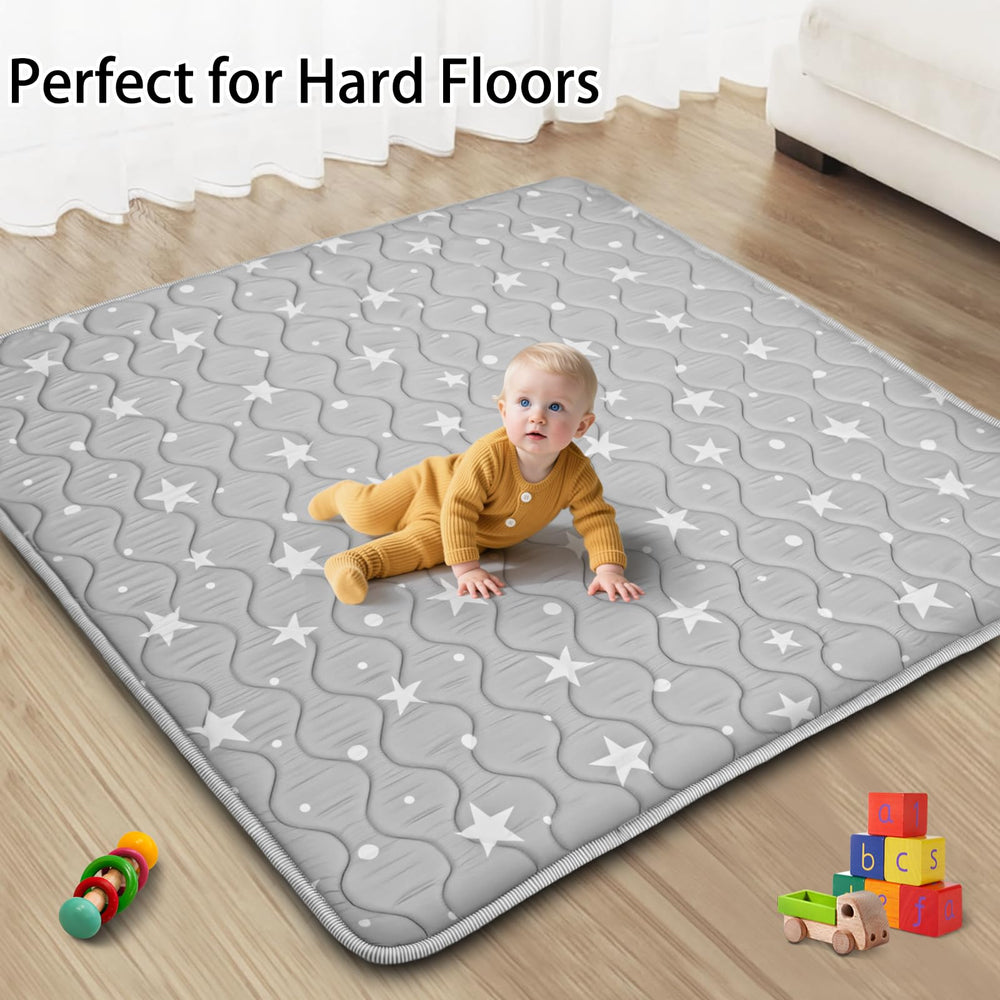 Beavtaens baby play mat folded for compact storage after a messy day.