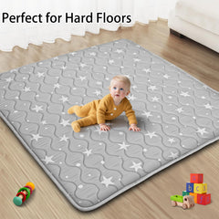 Beavtaens baby play mat folded for compact storage after a messy day.