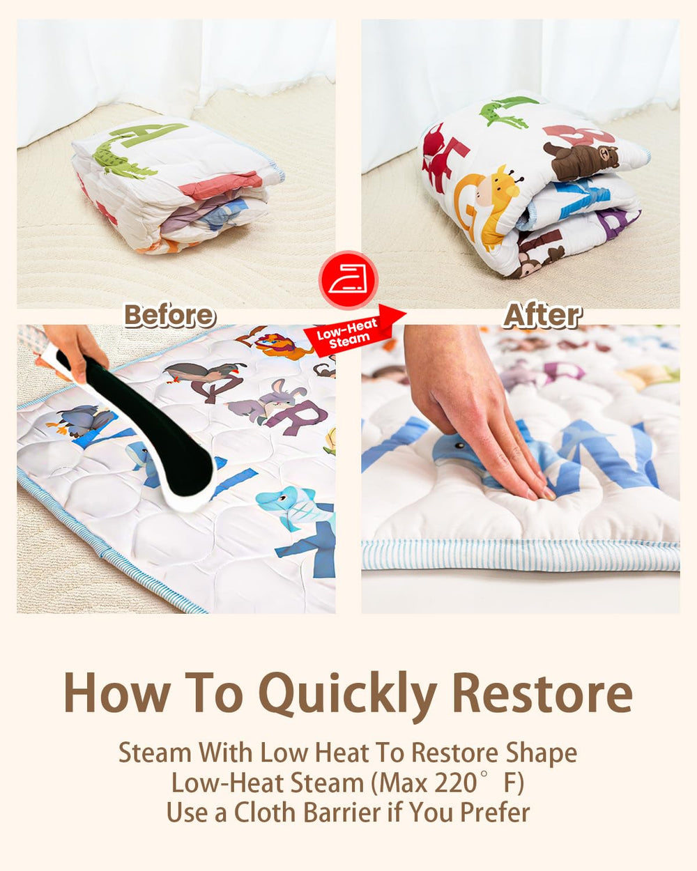 Beavtaens play mat machine washable for easy cleaning.