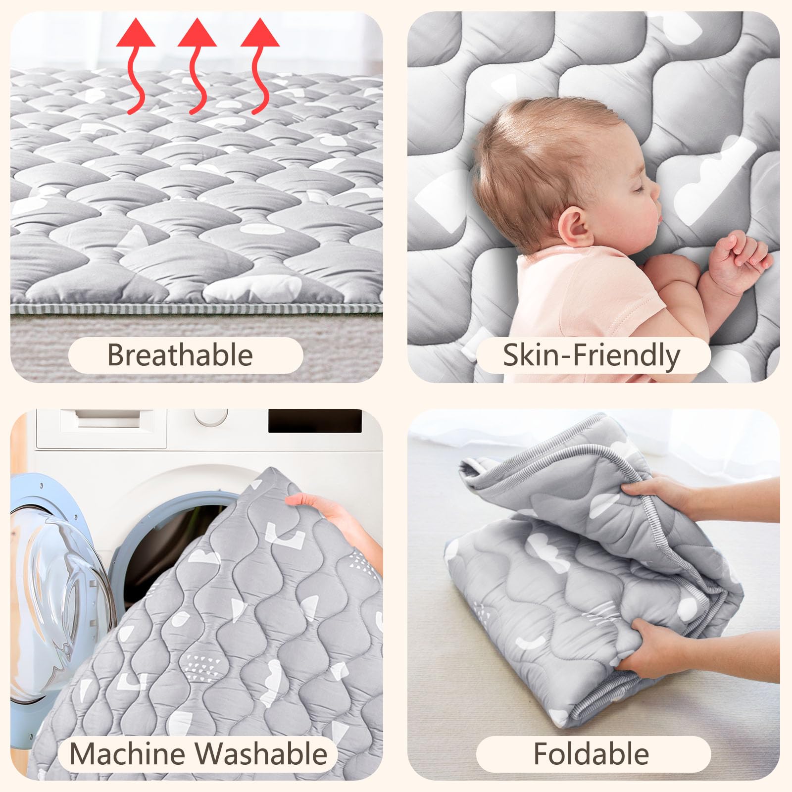 Beavtaens Baby Play Mat quick-dry fabric dries fast after use