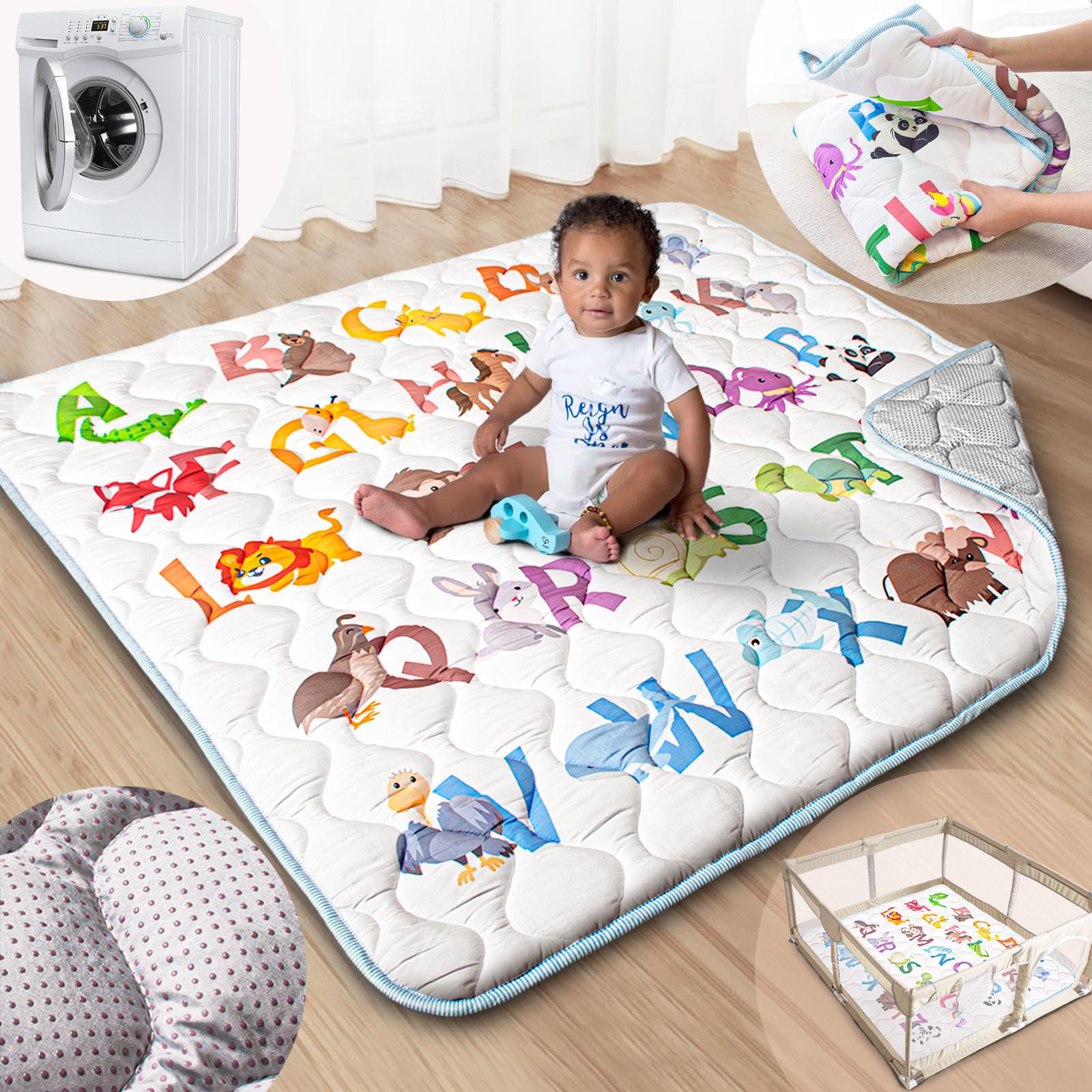 Beavtaens baby play mat ultra-soft surface for comfy crawling.