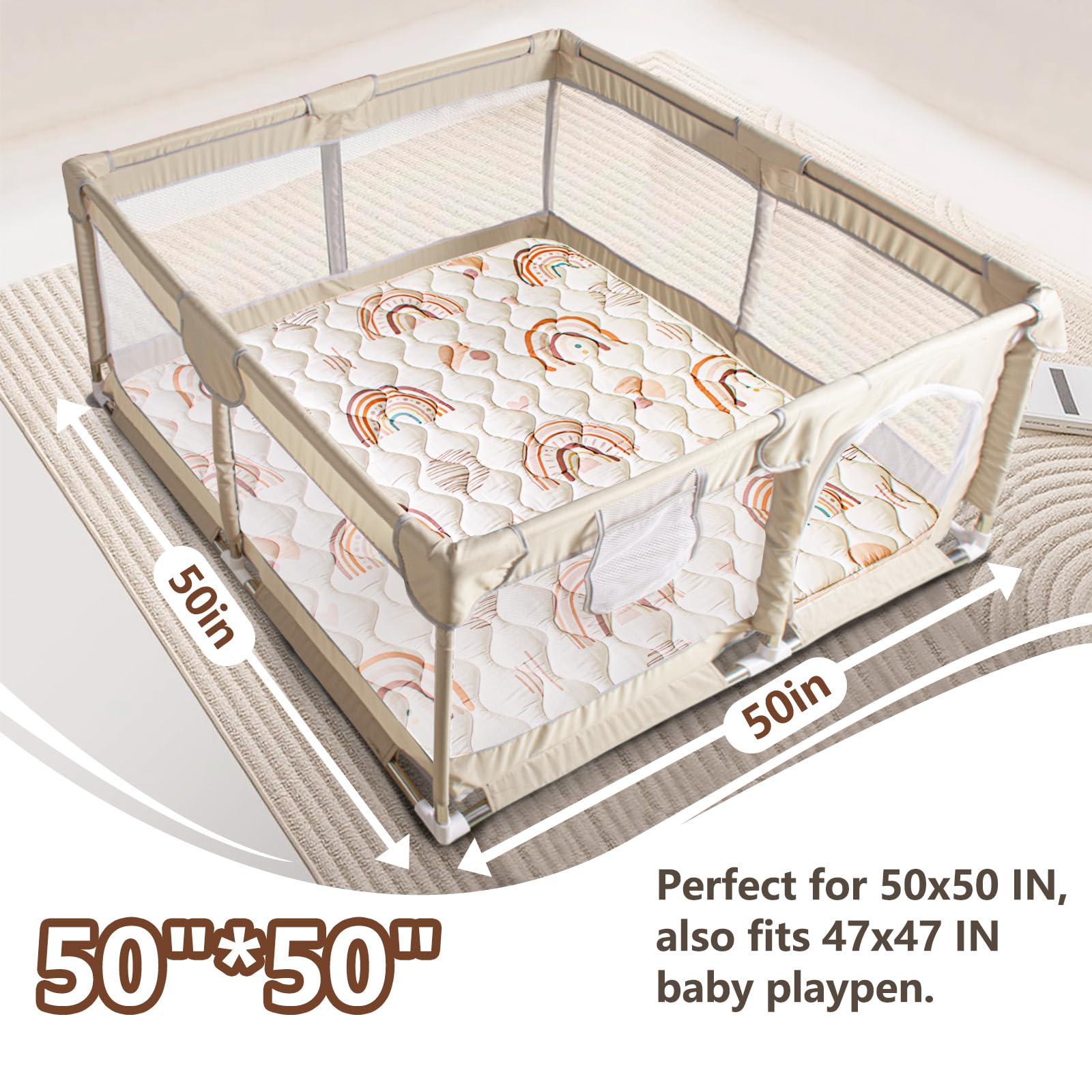 Beavtaens baby play mat unfolded on the floor creates a soft play area