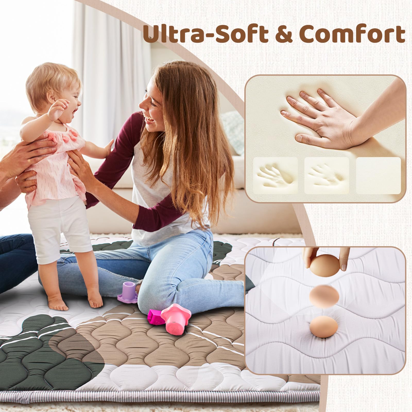 Beavtaens Baby Play Mat machine washable for easy cleaning.