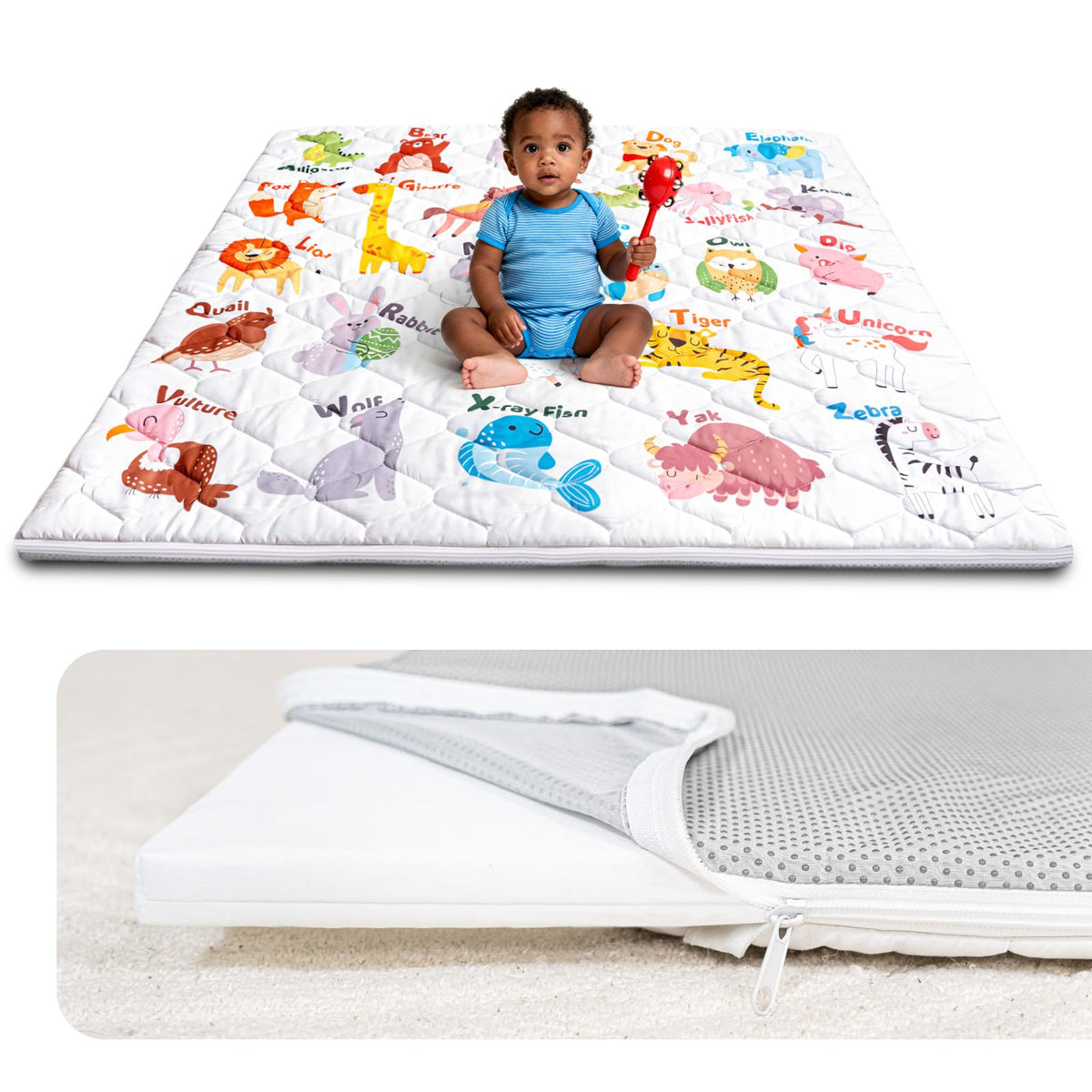 Beavtaens foam baby play mat cover removable close up for easy cleaning