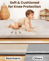 Beavtaens foam-core cushion supports baby's knees during tummy time.