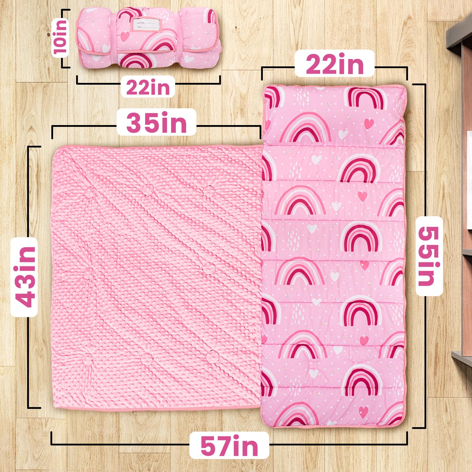 Beavtaens nap mat roll-up handle shows easy portability