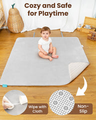 Beavtaens non-slip bottom dots keep the mat secure on smooth floors.
