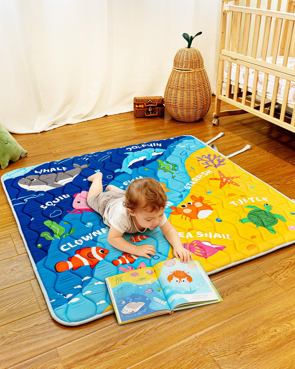 Beavtaens Ocean Baby Play Mat ready for quick wipe-down upkeep.