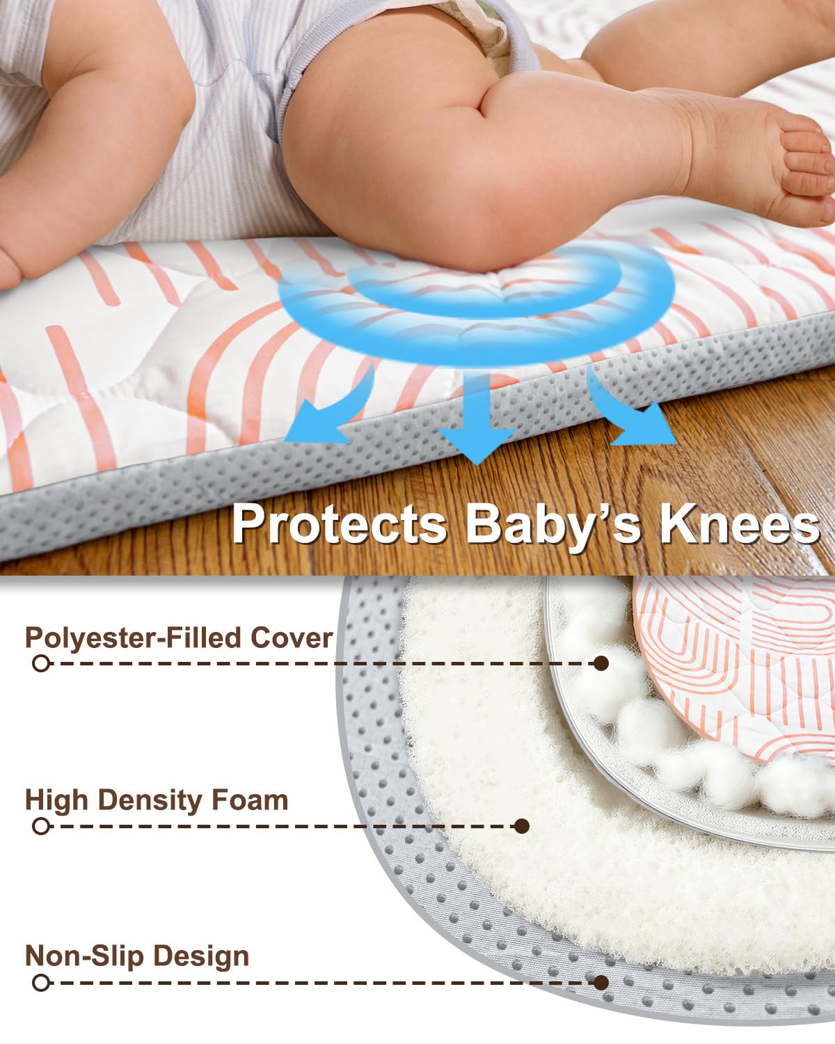Beavtaens Rainbow Play Mat zip-off cover cleans quickly.