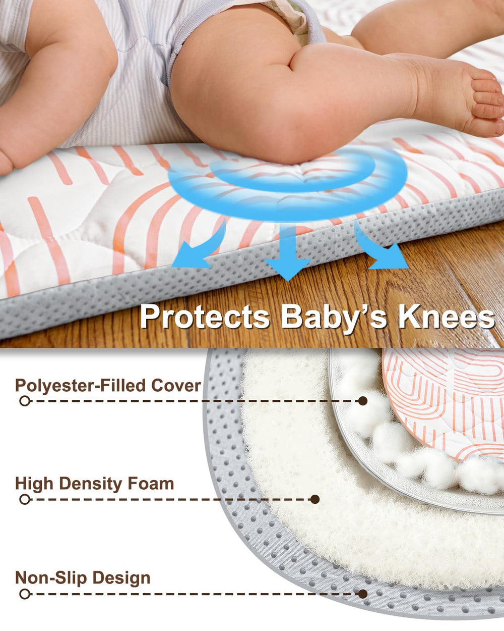 Beavtaens Rainbow Play Mat zip-off cover cleans quickly.