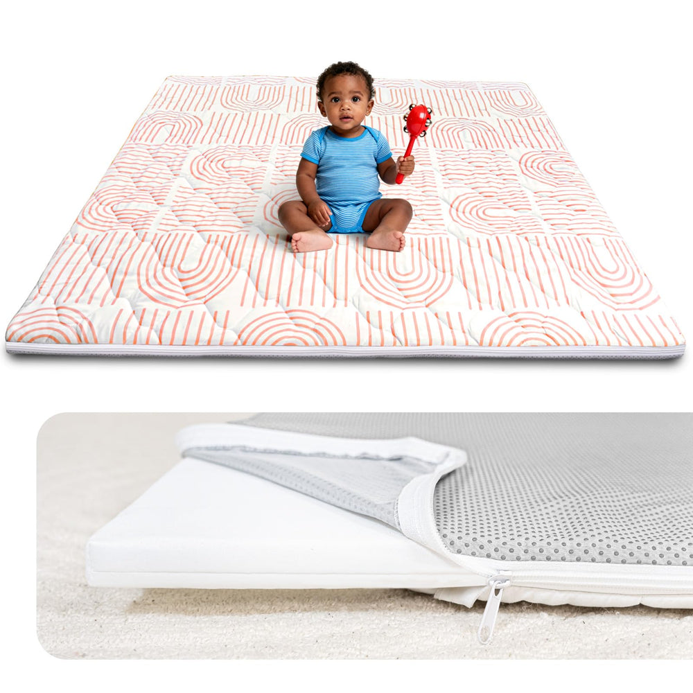 Beavtaens Rainbow Play Mat removable-cover shows easy-clean design for busy parents.