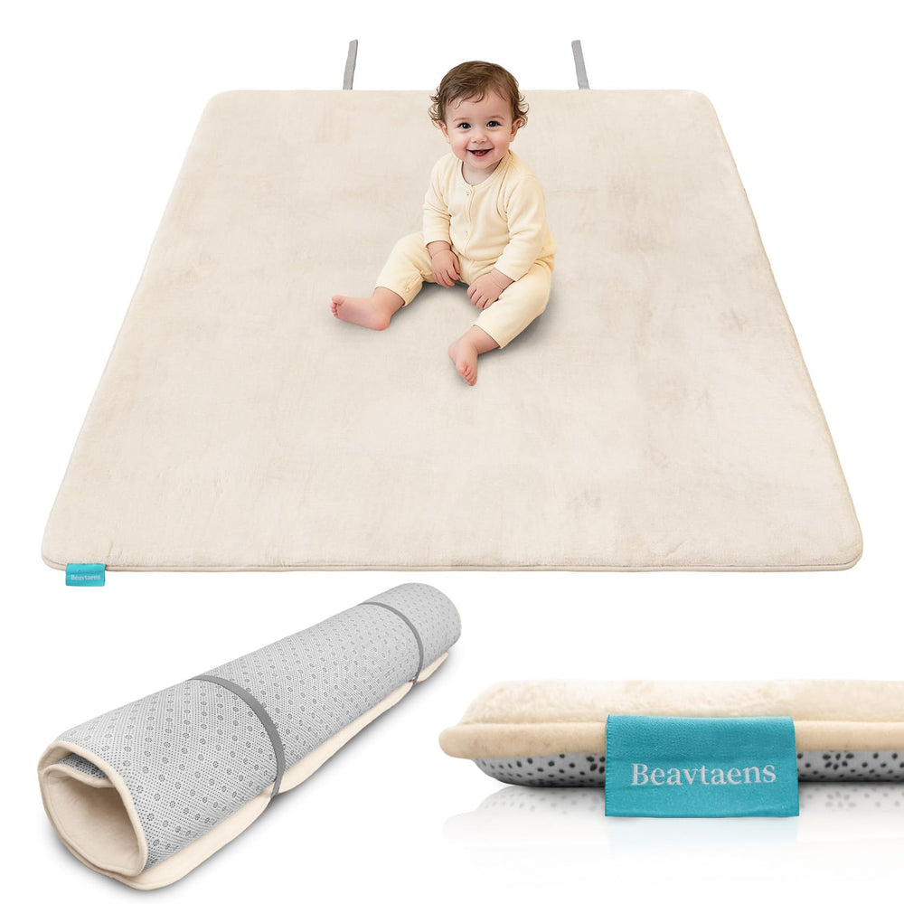 Beavtaens play mat folded with storage strap for easy carry and neat storage.