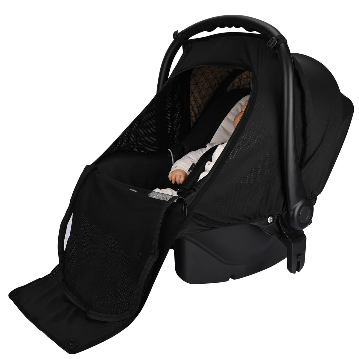 Bebamour baby car seat cover front view shows lightweight, breathable fabric.