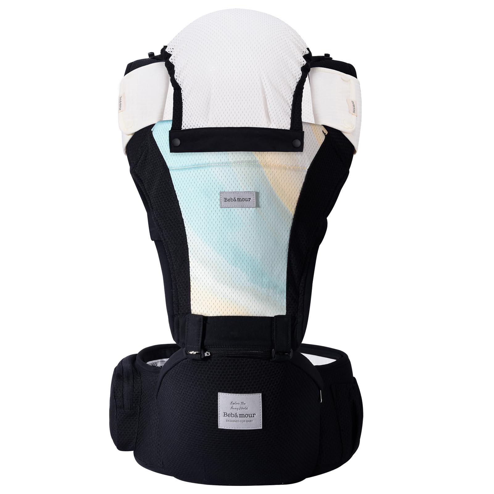 Bebamour baby carrier in back carry enables hands-free outings.