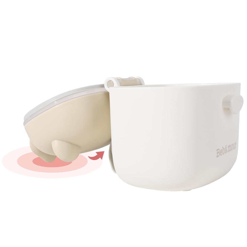 Bebamour airtight lid seals powder to prevent moisture during travel