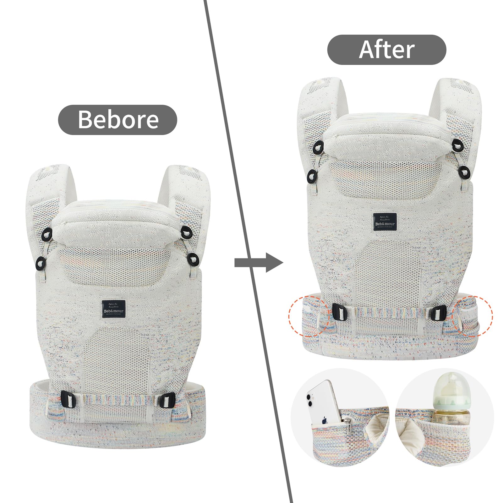 Bebamour Knit Baby Carrier gift-ready box suits baby shower gifts.