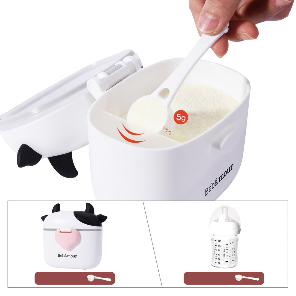 Bebamour large 450ml capacity container holds enough milk powder for trips