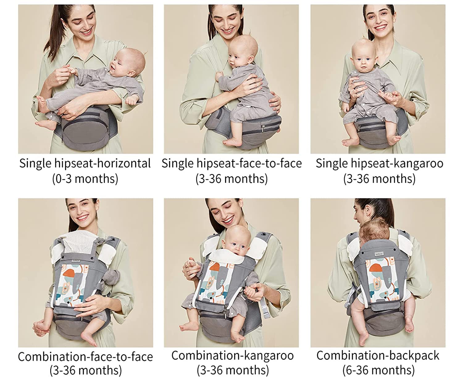 Bebamour baby carrier teething pads three-piece keep baby soothed.