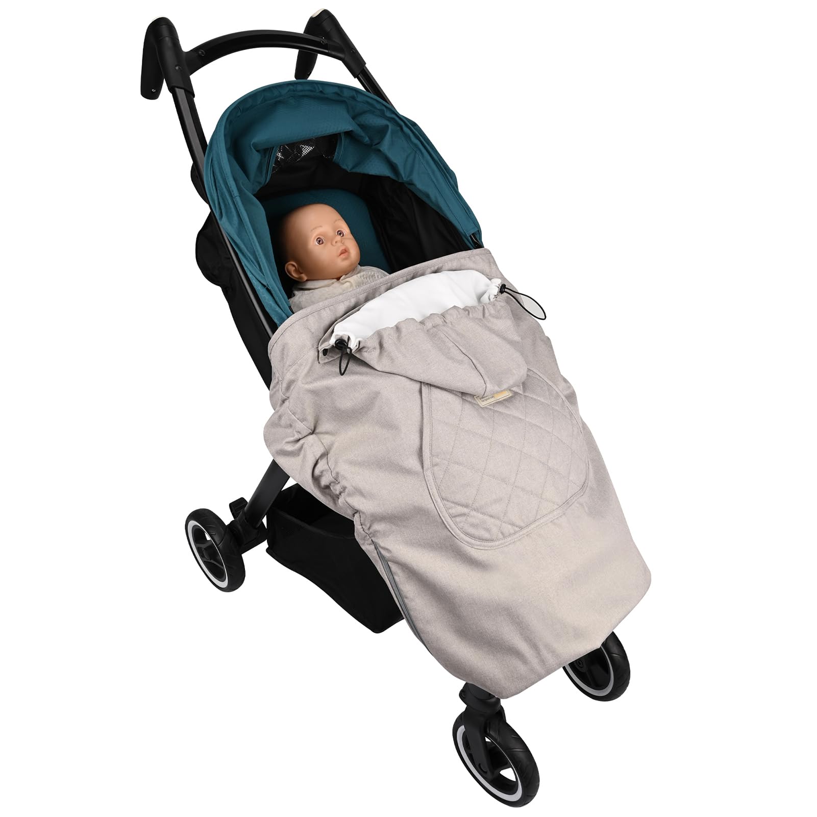 bebamour winter cover back view—full coverage and weather-ready comfort for baby