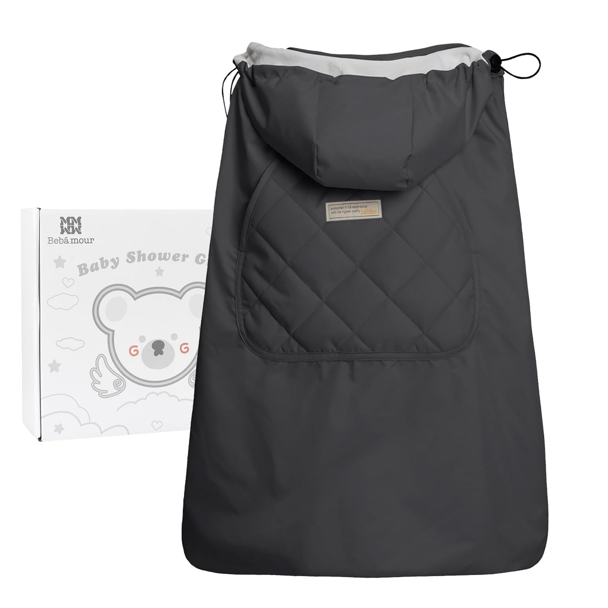 bebamour winter cover front view for all season warmth on a baby carrier