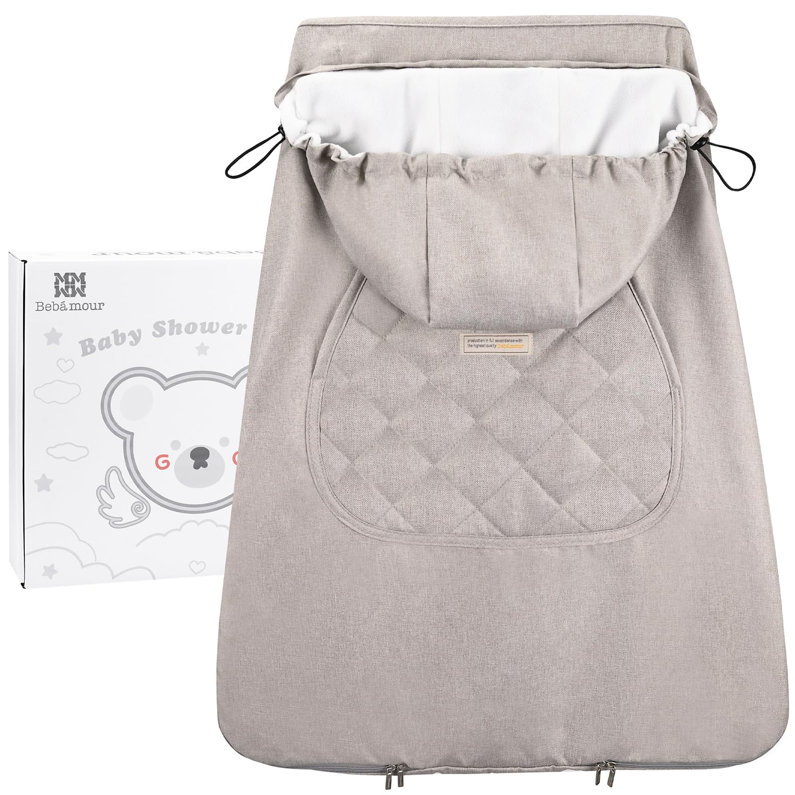 bebamour winter cover front view—universal compatibility for cozy baby warmth
