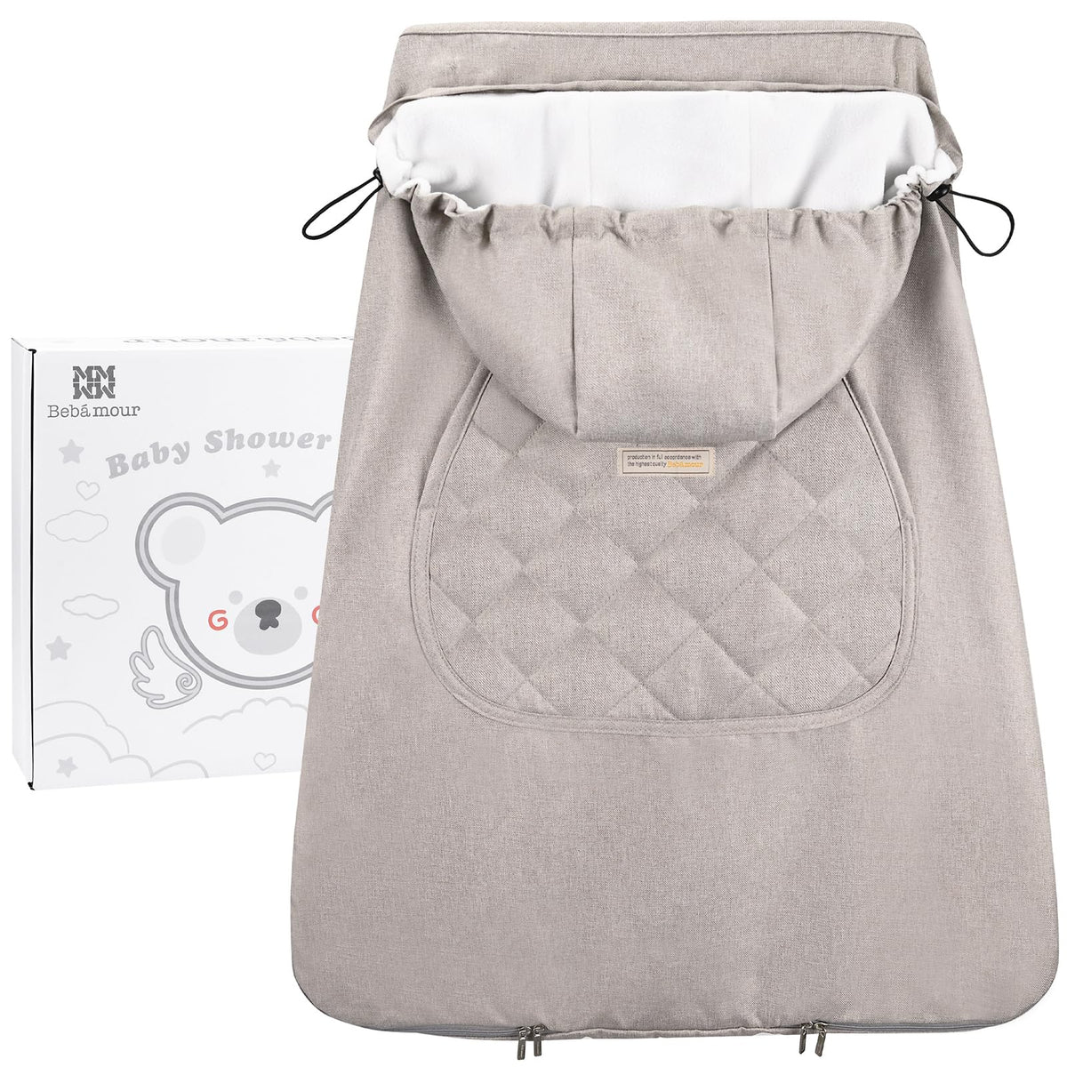 bebamour winter cover front view—universal compatibility for cozy baby warmth