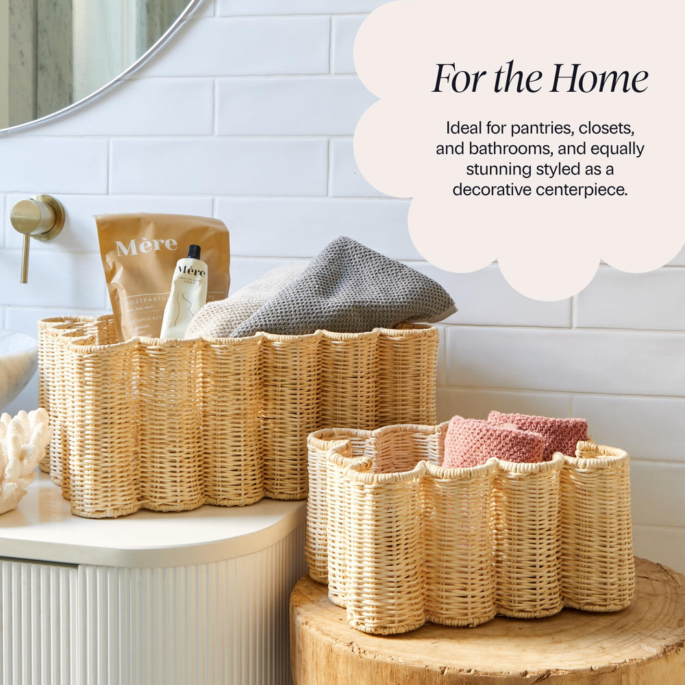 BEBE BASK baby nursery organizer basket demonstrates approachable storage for essentials.