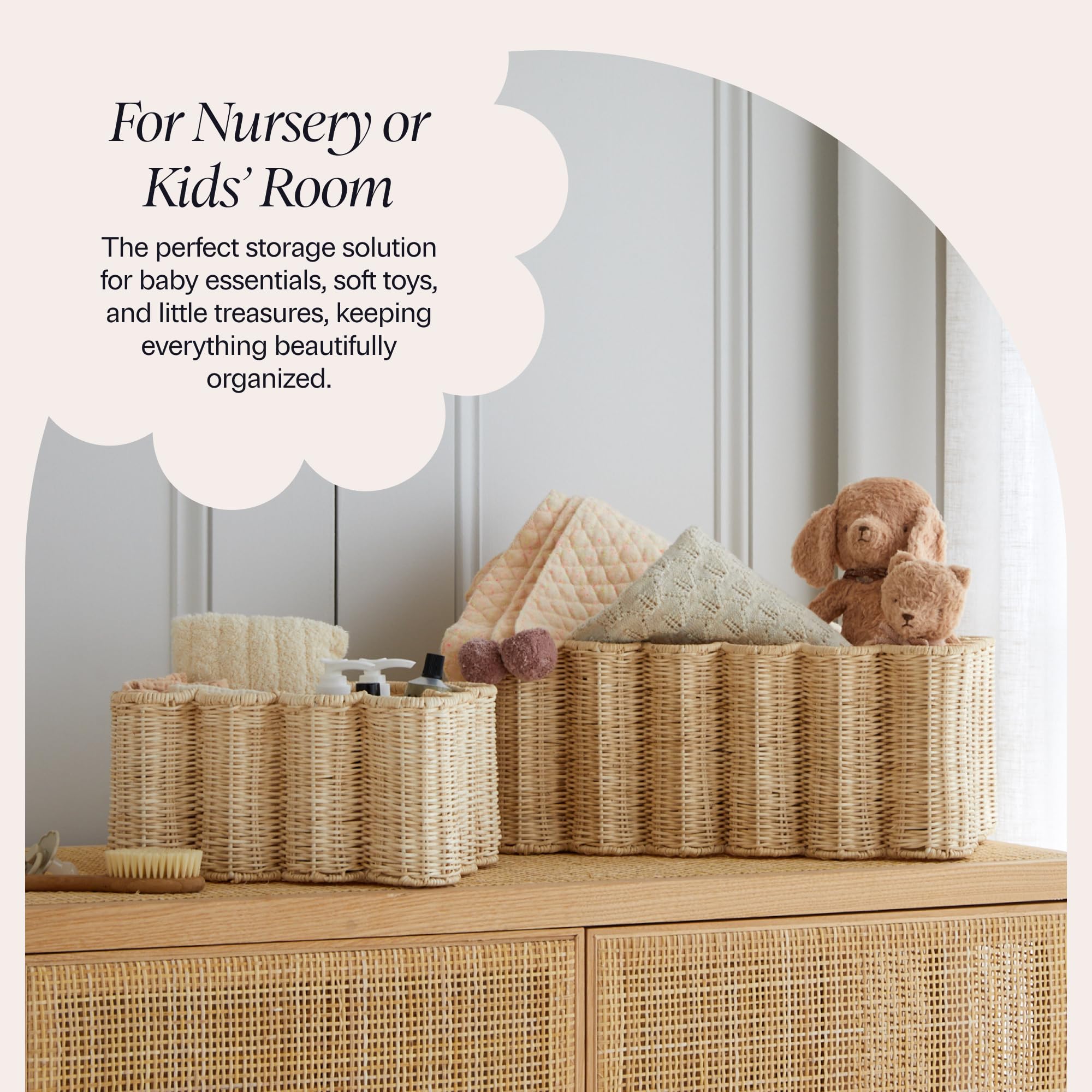 BEBE BASK bathroom storage basket unit ideal for toiletries and rolled towels.