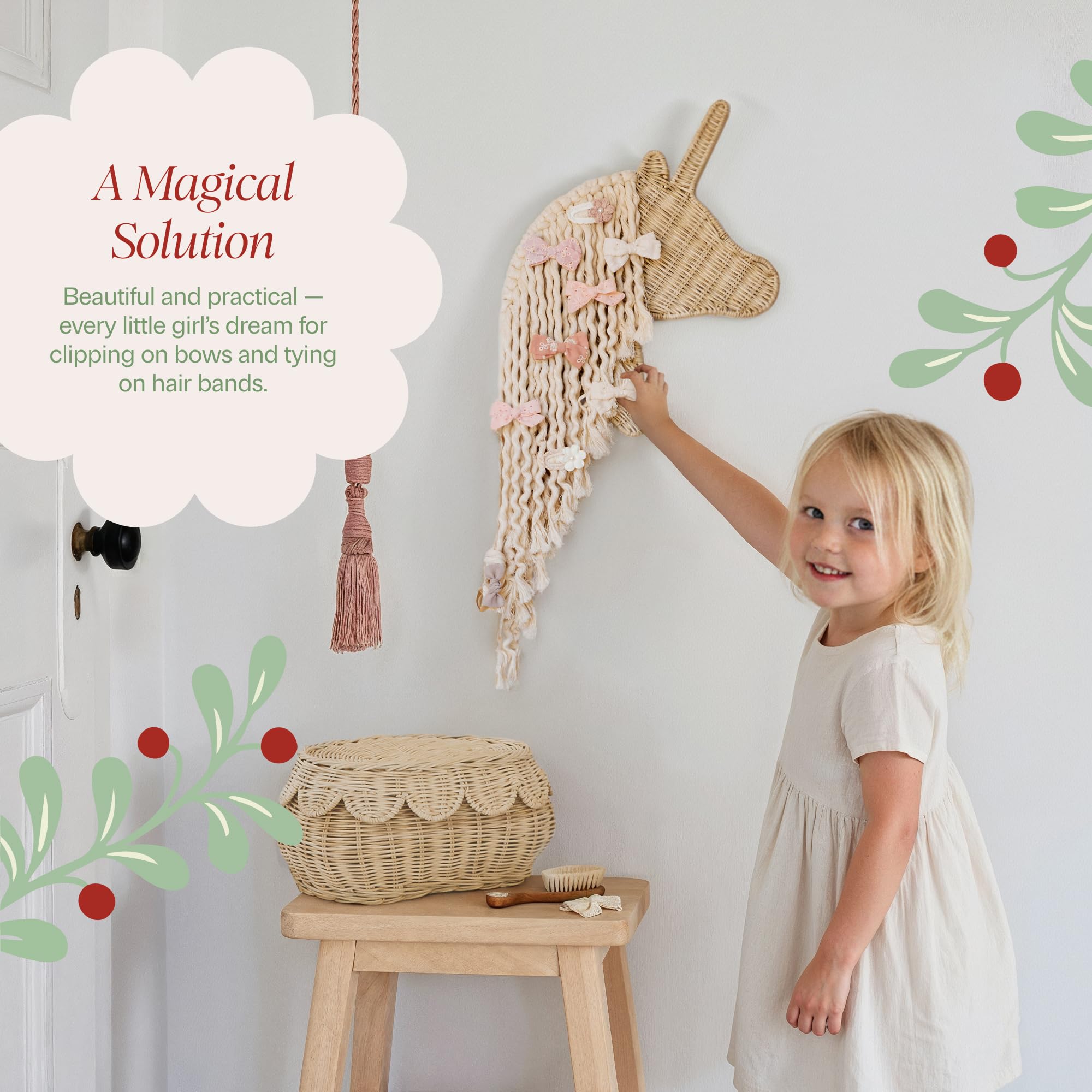BEBE BASK Bowie unicorn mane uses soft organic cotton for tactile display and flow.