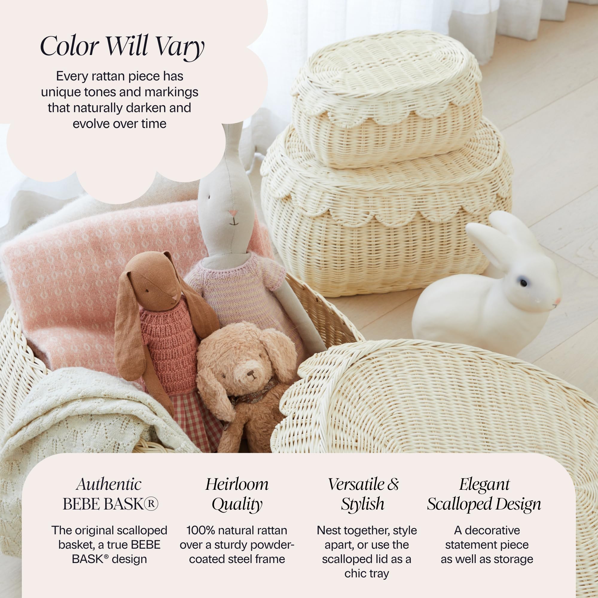 BEBE BASK Fauna nursery-organization basket helps sort toys.