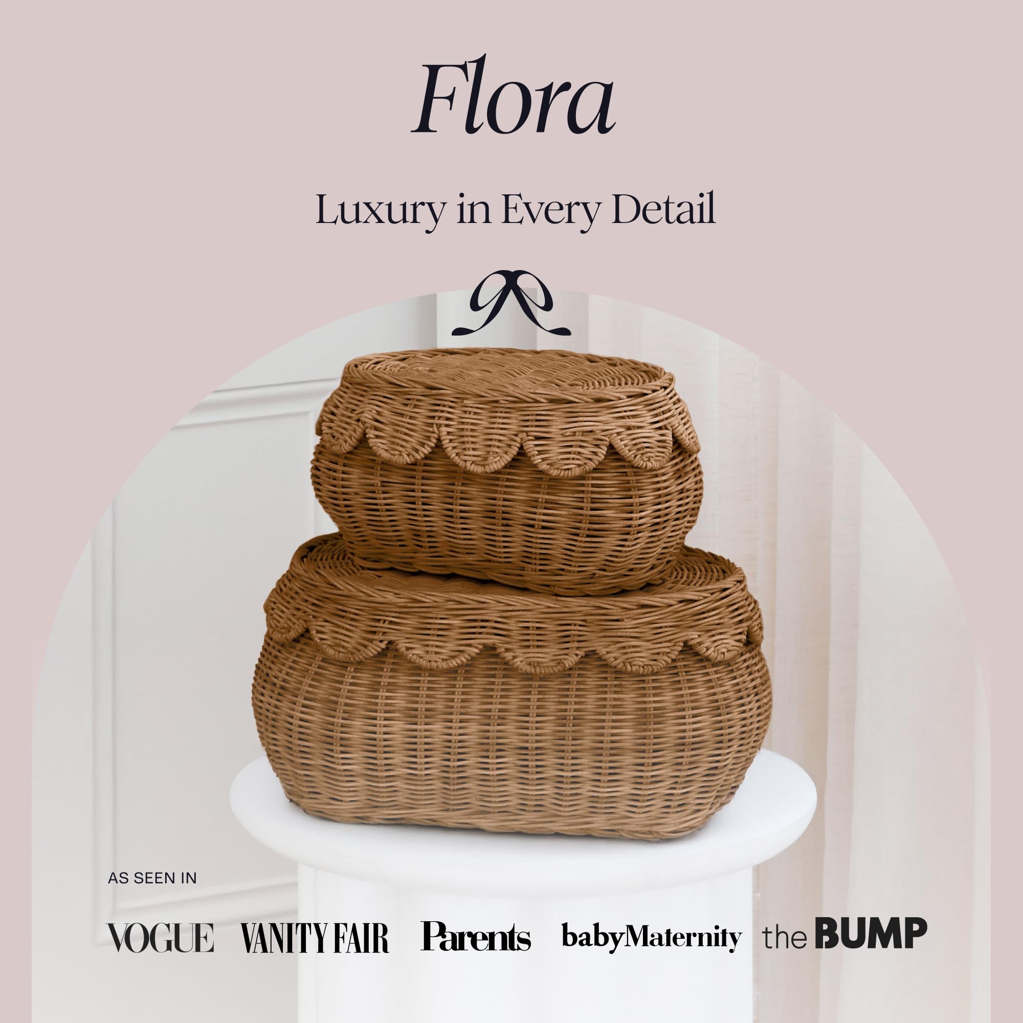 BEBE BASK Flora basket closeup weave highlights durable handwoven craftsmanship.