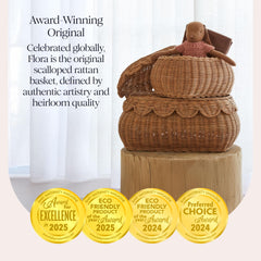 BEBE BASK Flora basket nest demonstrates versatile storage options in a coordinated set.