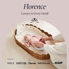 BEBE BASK Florence scalloped rattan detail highlights premium craft