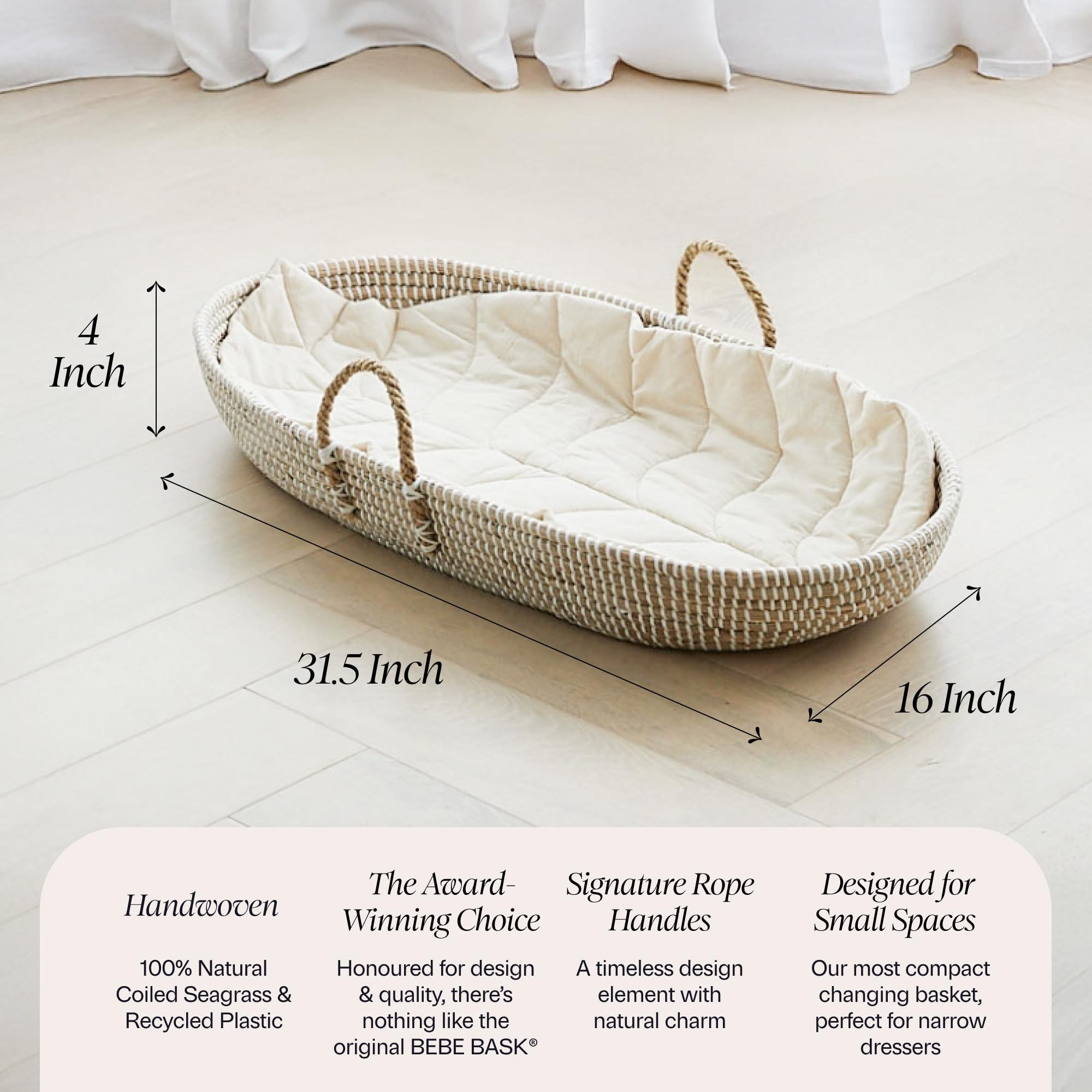 BEBE BASK 1-inch memory foam pad boosts baby comfort during changes.