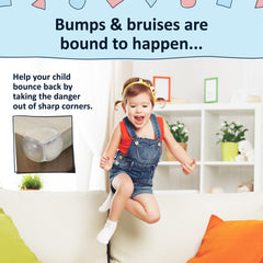 Bébé Earth clear corner guard on sofa corner to reduce sharpness.