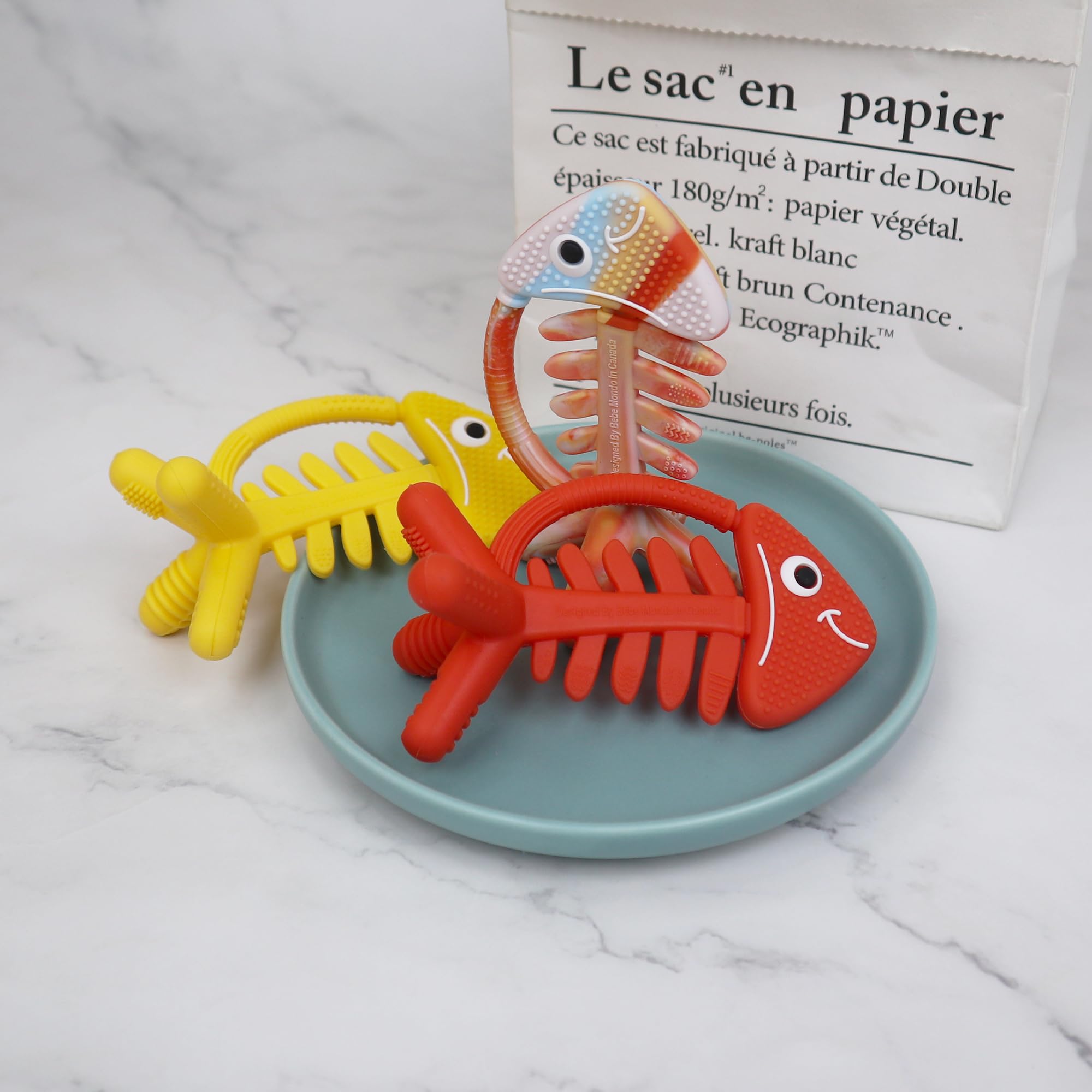 bebe mondo baby gift packaging ready image shows a thoughtful teething gift.