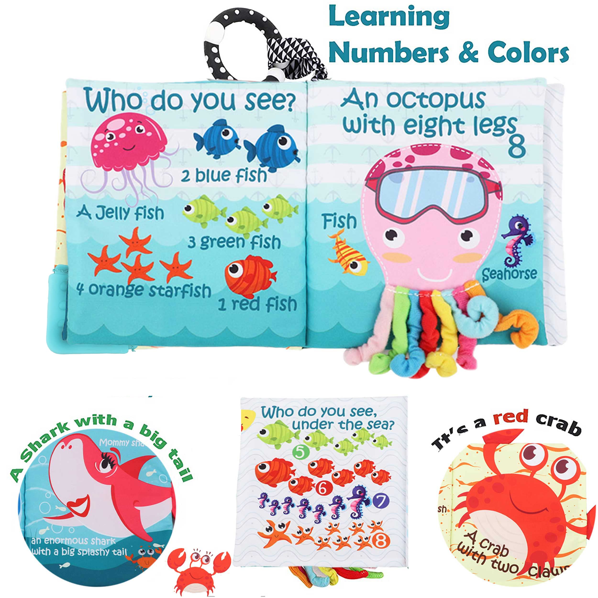 Bebe Mondo bright ocean colors aid color and shape recognition.