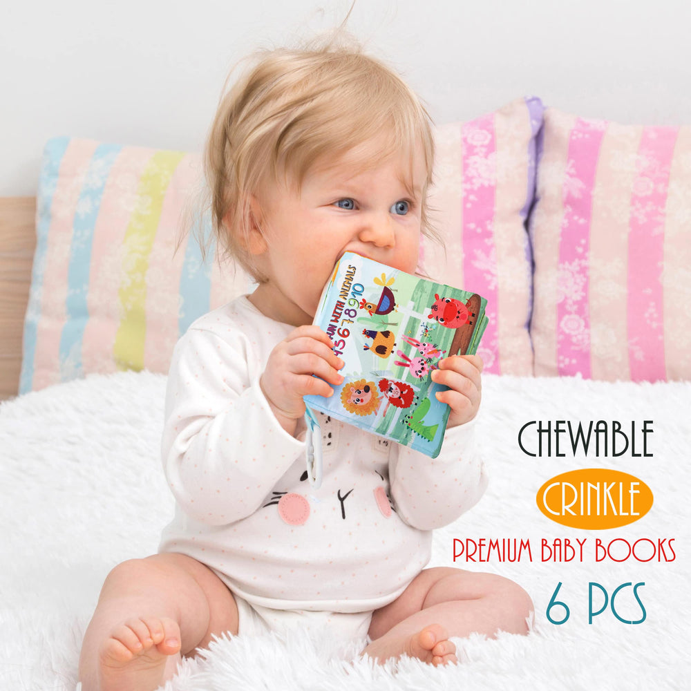 Bebe Mondo fabric book is washable and durable for busy caregivers.
