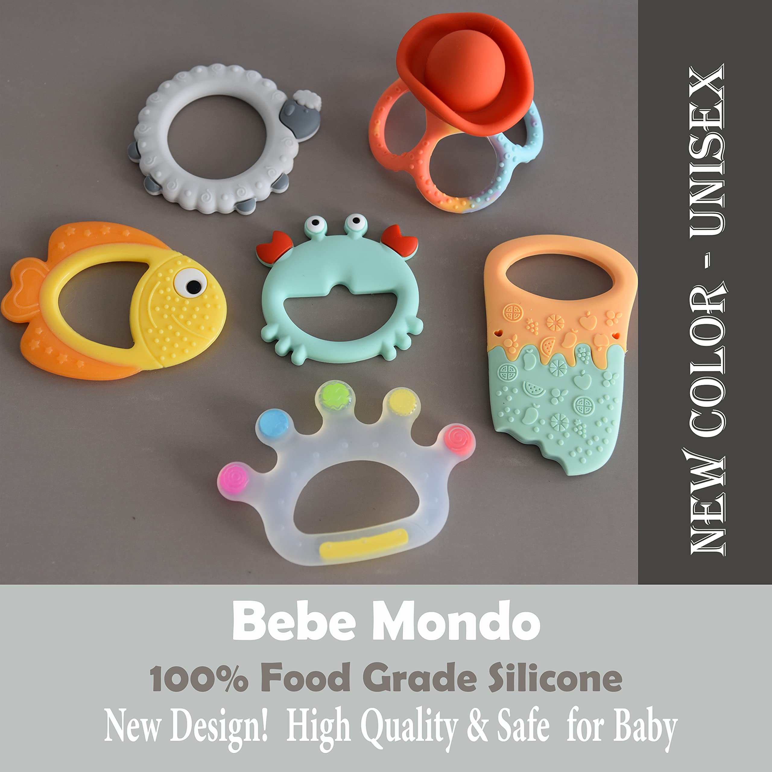 Bebe Mondo teething toy crab baby grip demonstrates secure hold for little hands.
