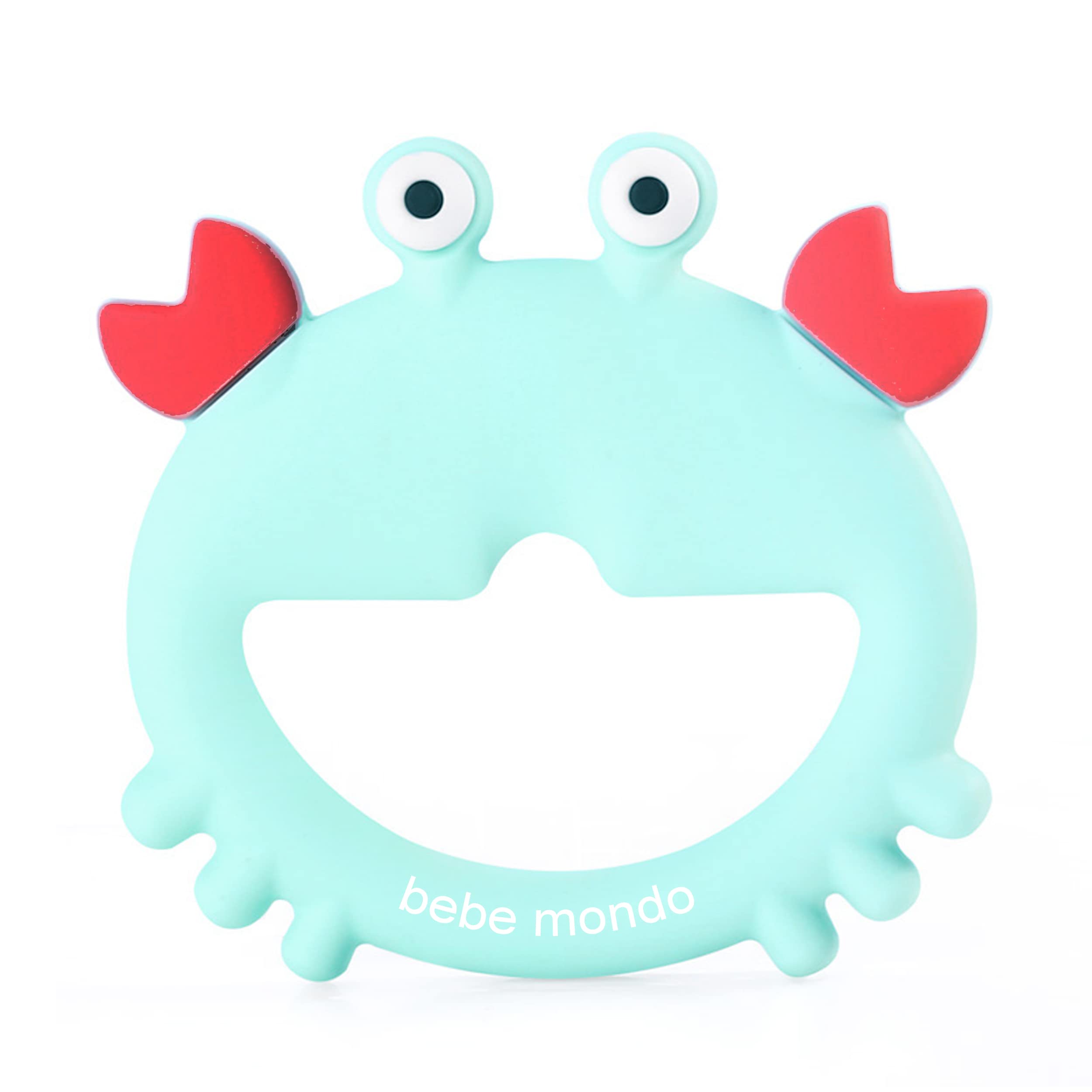 Bebe Mondo teething toy crab handheld aids grip and gum comfort.