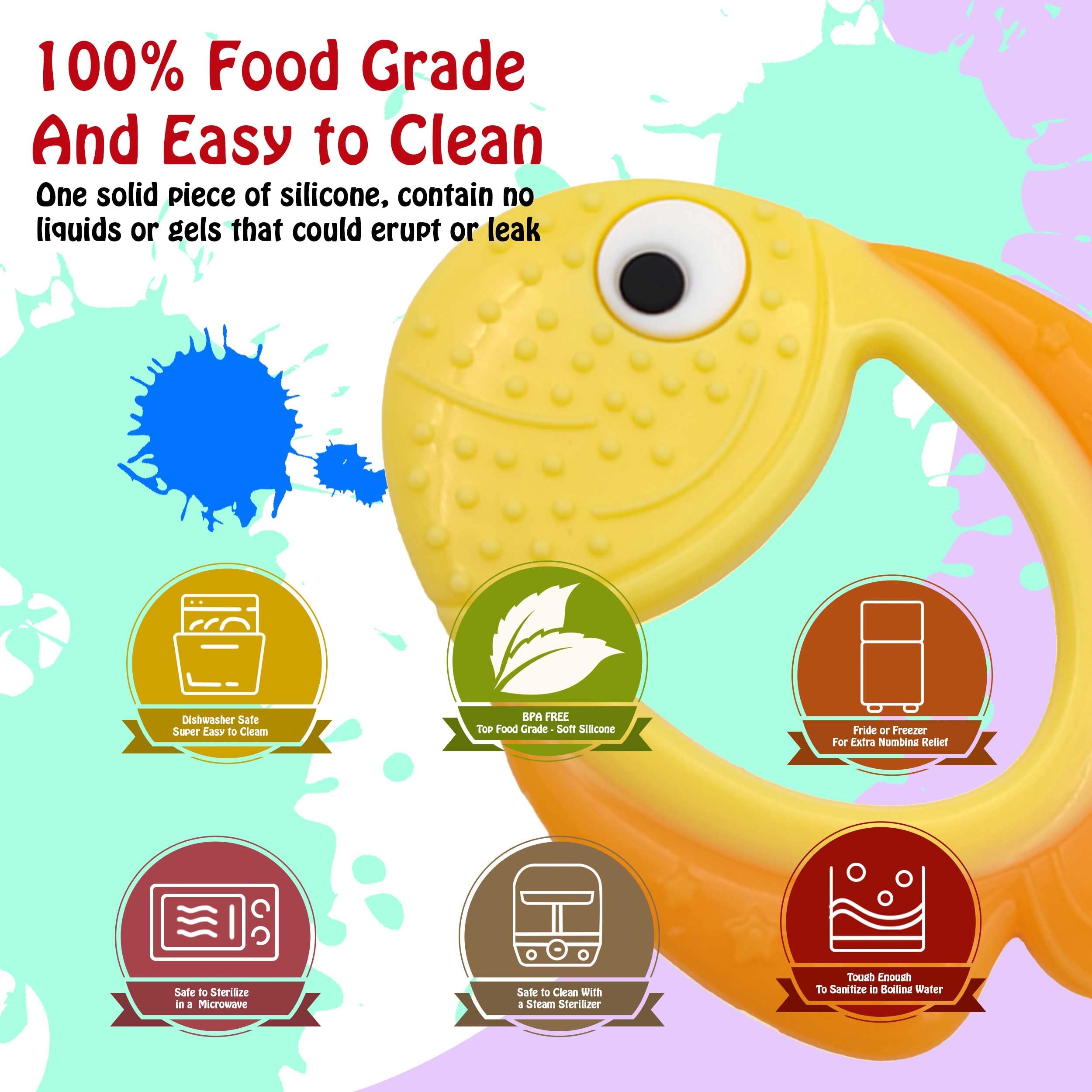 Bebe Mondo silicone teether helps exploration and sensory development in early months.