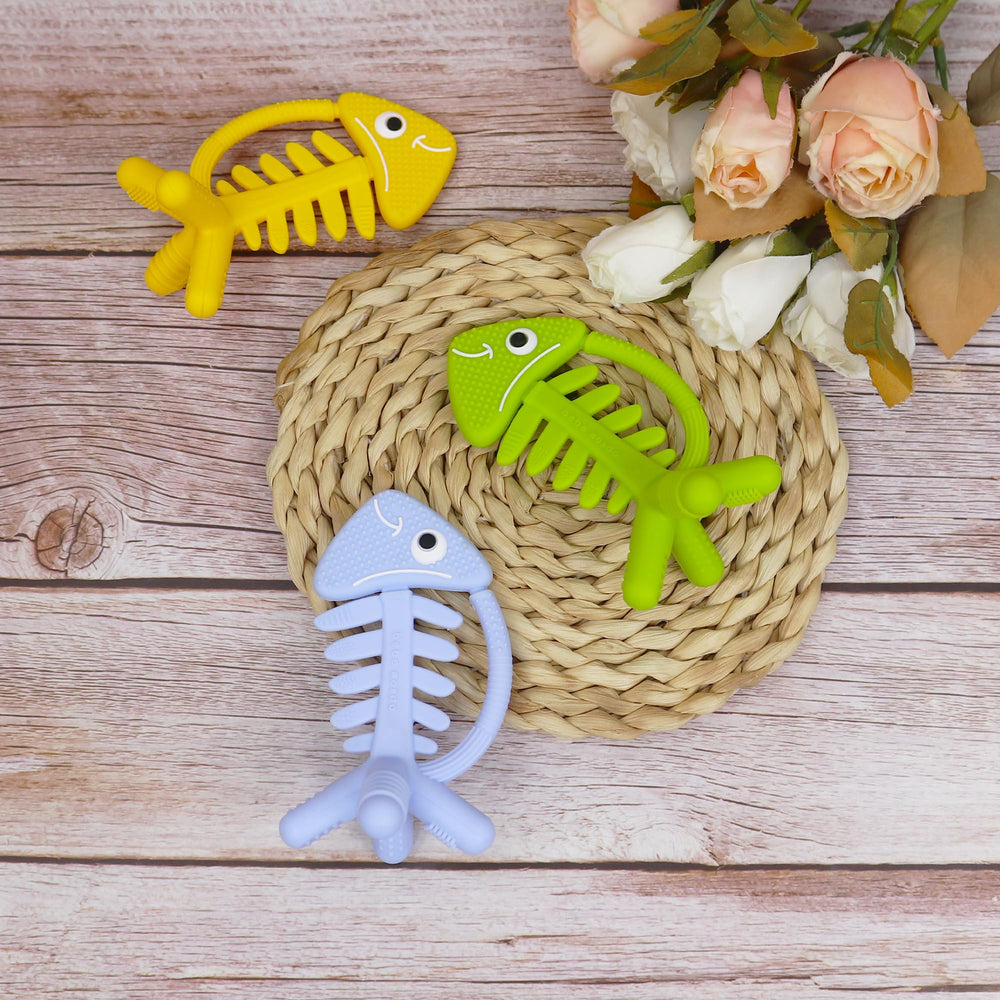 bebe mondo textured fins tail head bones teether for safe gum massage
