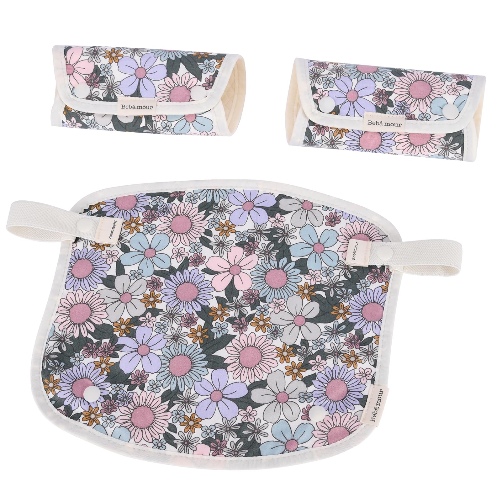 bebamour teething pad attached to carrier front for teething comfort.