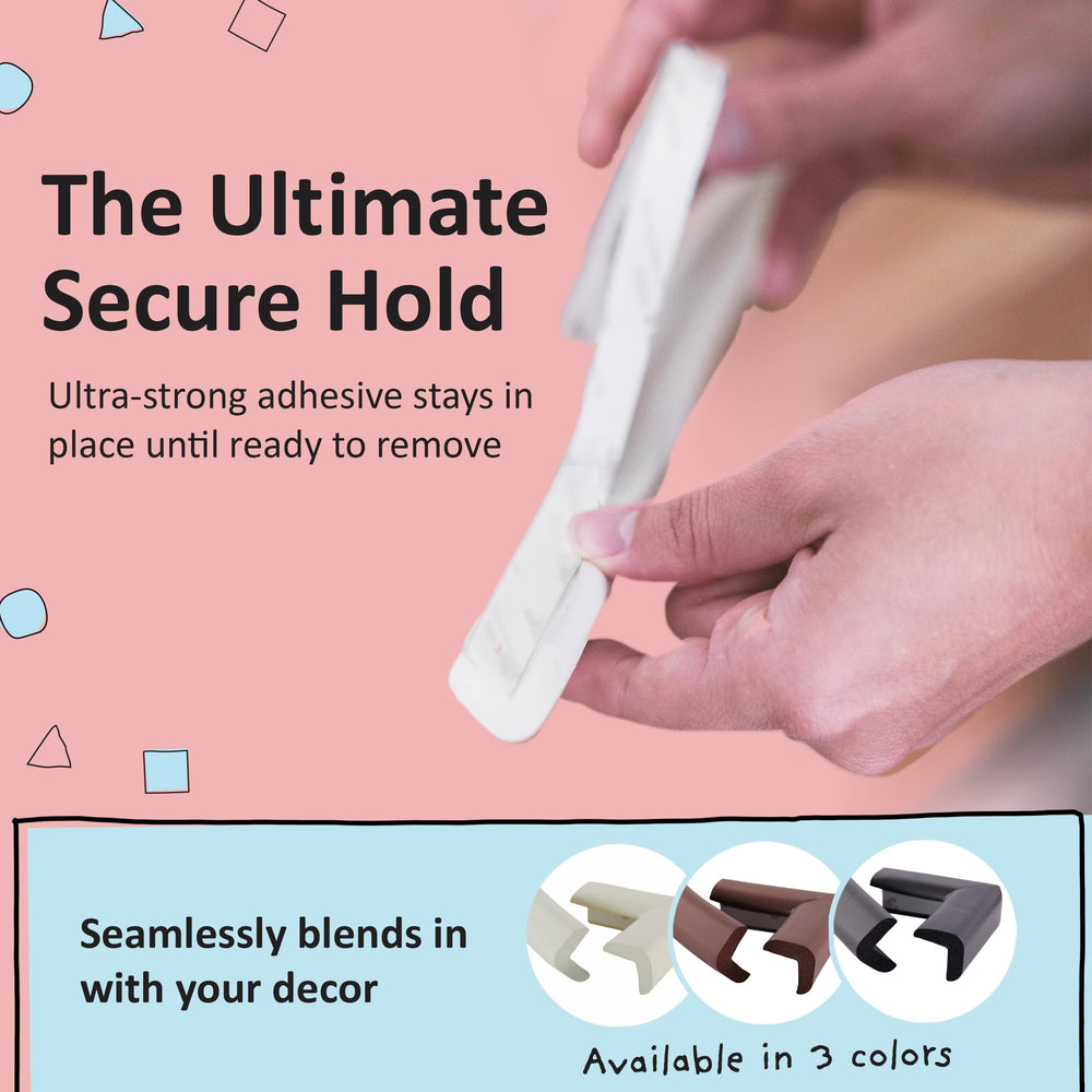 Bébé Earth pre-taped corner protectors enable easy, residue-free application.