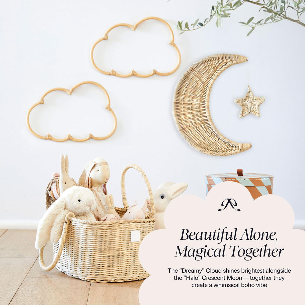 BEBE BASK natural nursery tone cloud decor perfect for gentle, calming room accents.